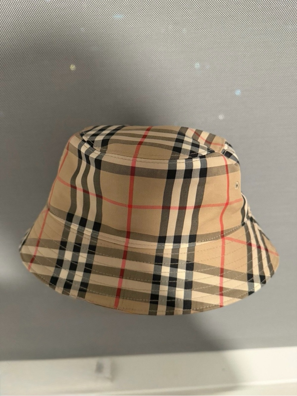 Burberry Tan Plaid Bucket Hat with Black Lining